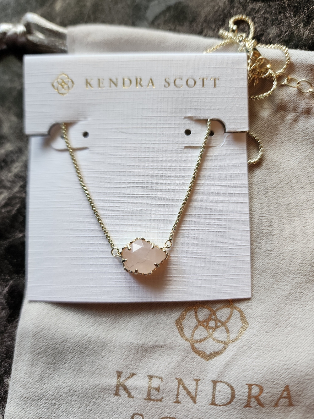 Kendra Scott Rose Quartz Stone In Silver Setting